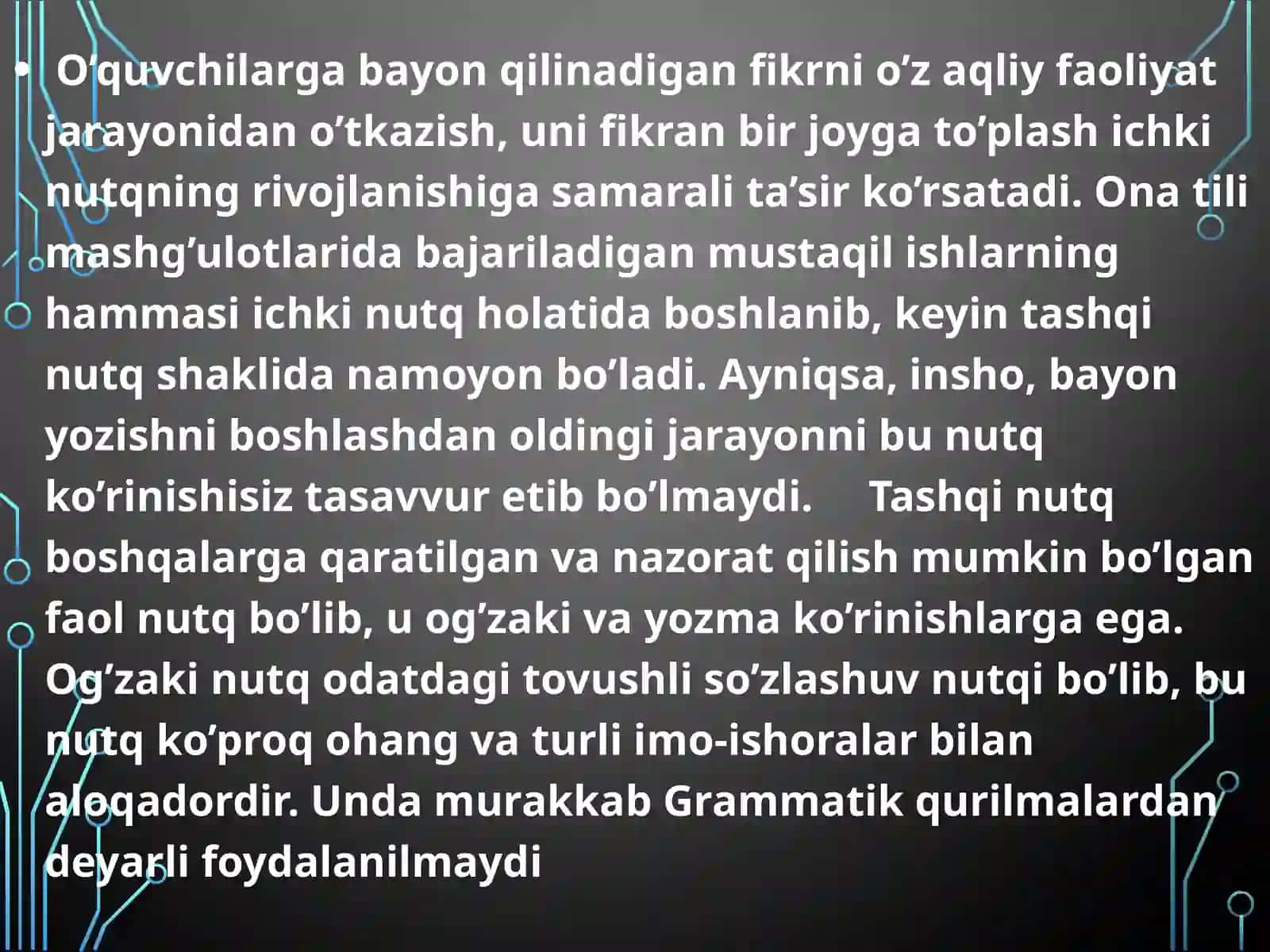 Ta’lim jarayonida Og’zaki vayozma nutq masalalari 4