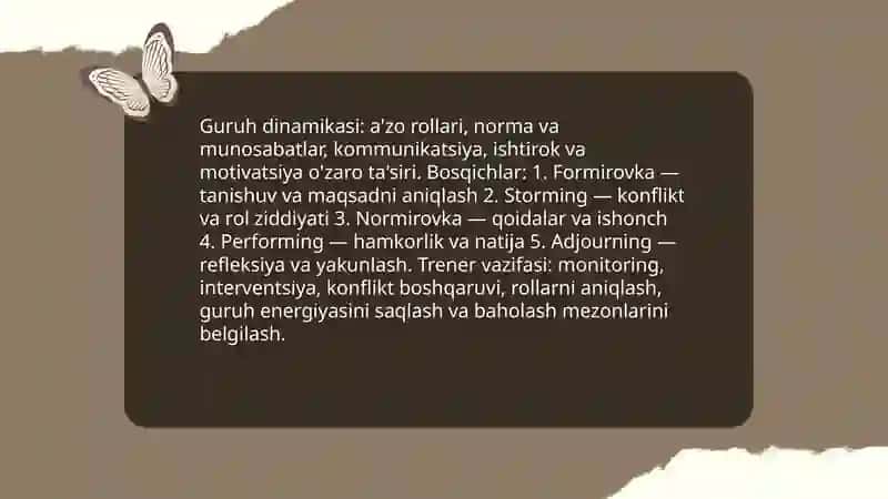 Psixologik trening guruhiga boshlovchilarni tayyorlash 4
