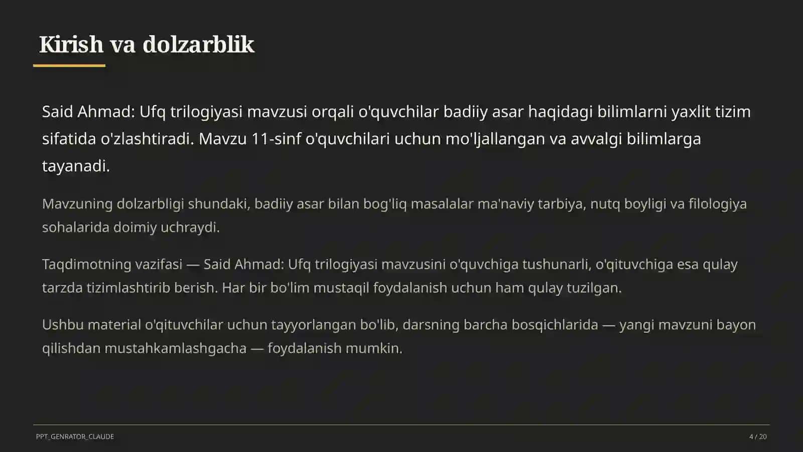 Said Ahmad: Ufq trilogiyasi (11-sinf) 4
