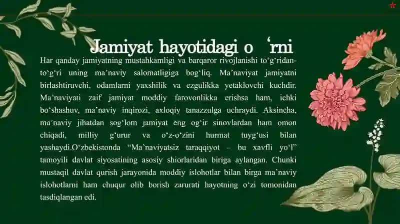 MUSTAQILLIK DAVRIDA MA’NAVIYAT MASALALARINING DAVLAT SIYOSATI DARAJASIGA KO‘TARILISHI 4