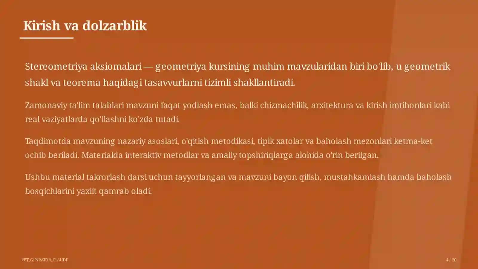 Stereometriya aksiomalari (10-sinf) 4