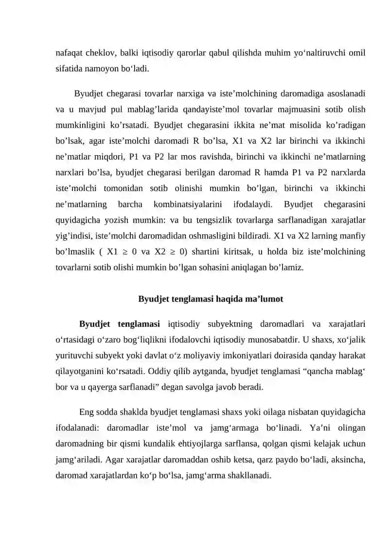 Byudjet cheklanganligi va byudjet tenglamasi 4