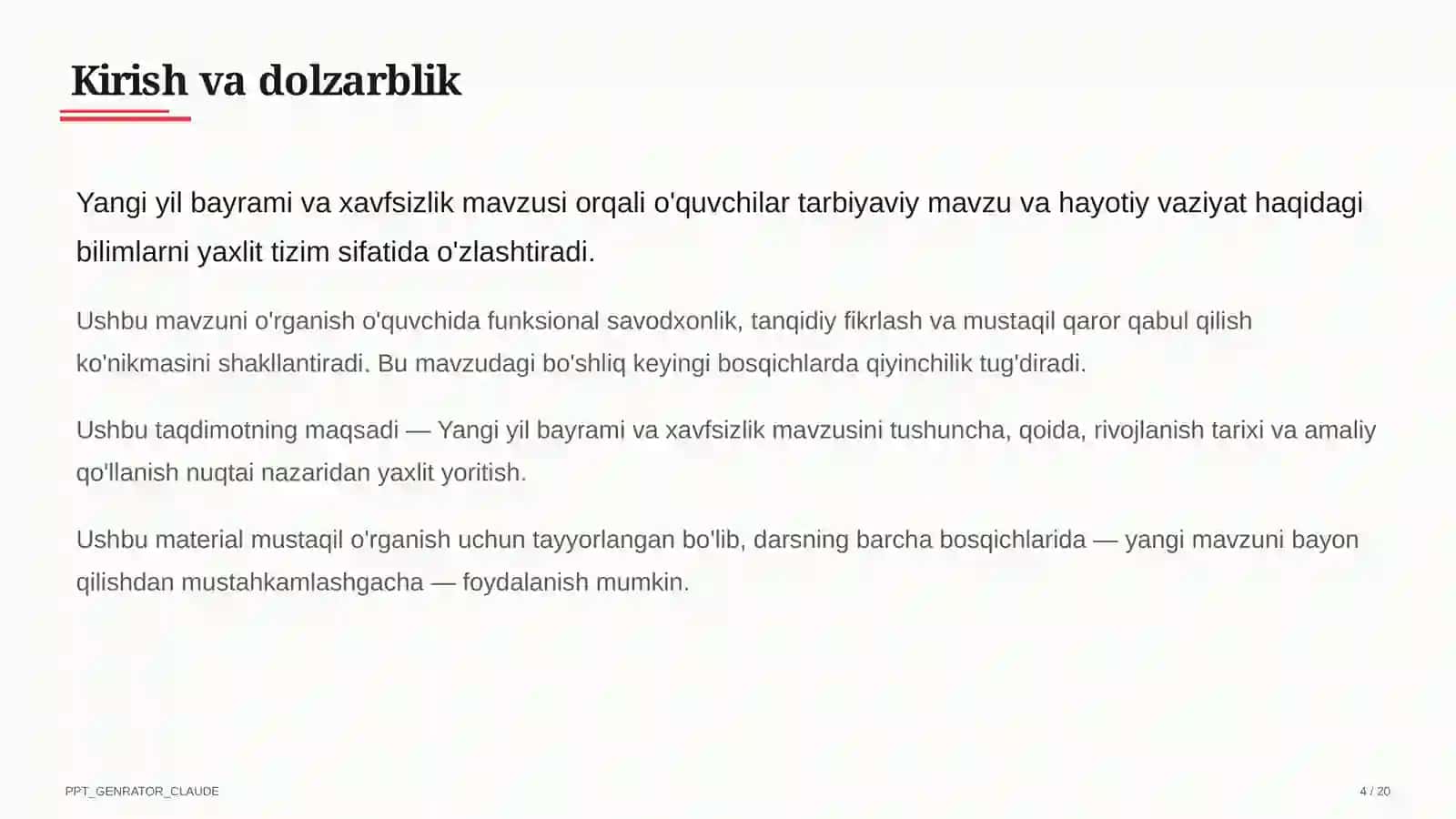Dars rejasi 4