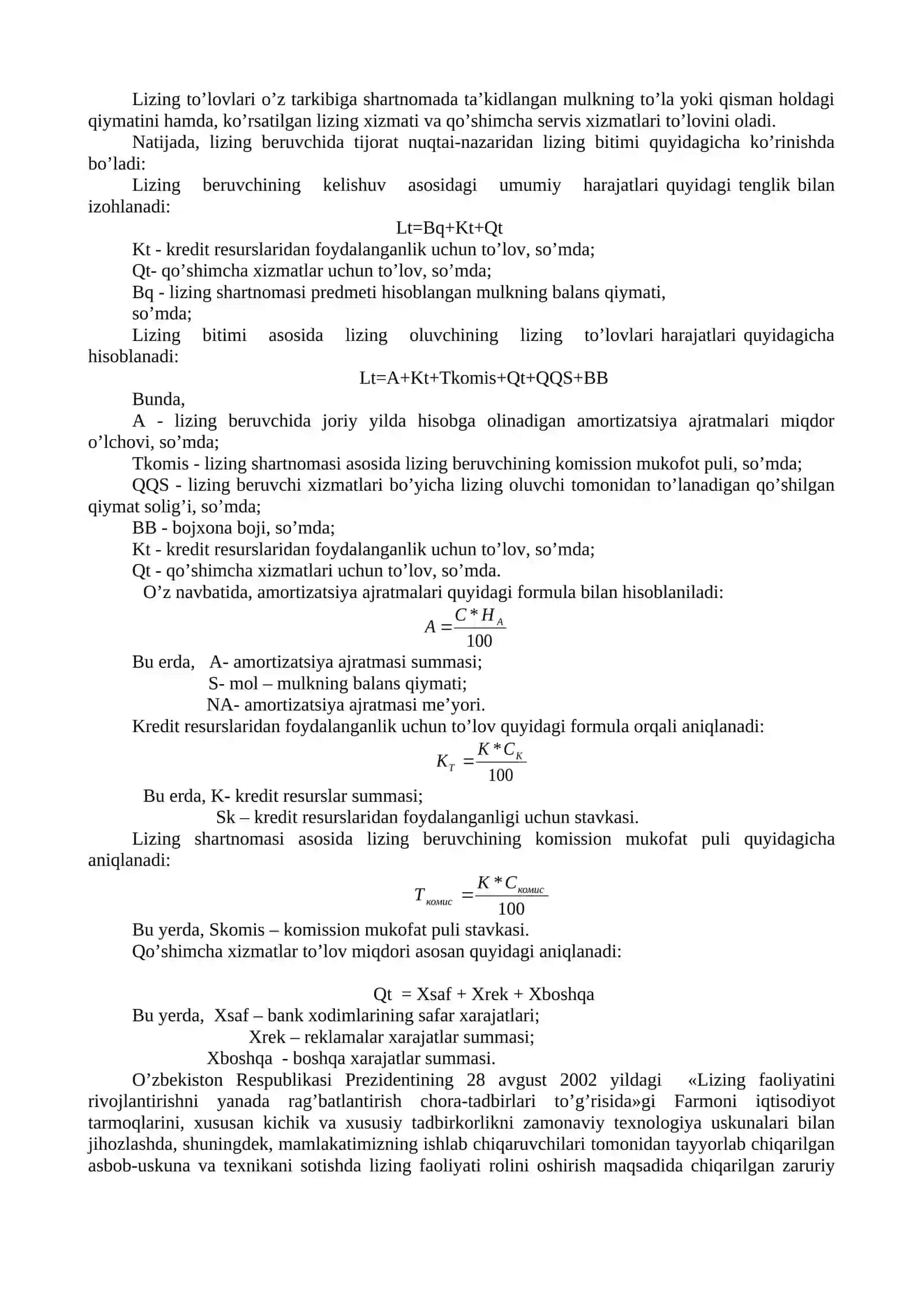 Lizingning iqtisodiy mohiyati va turlari 4