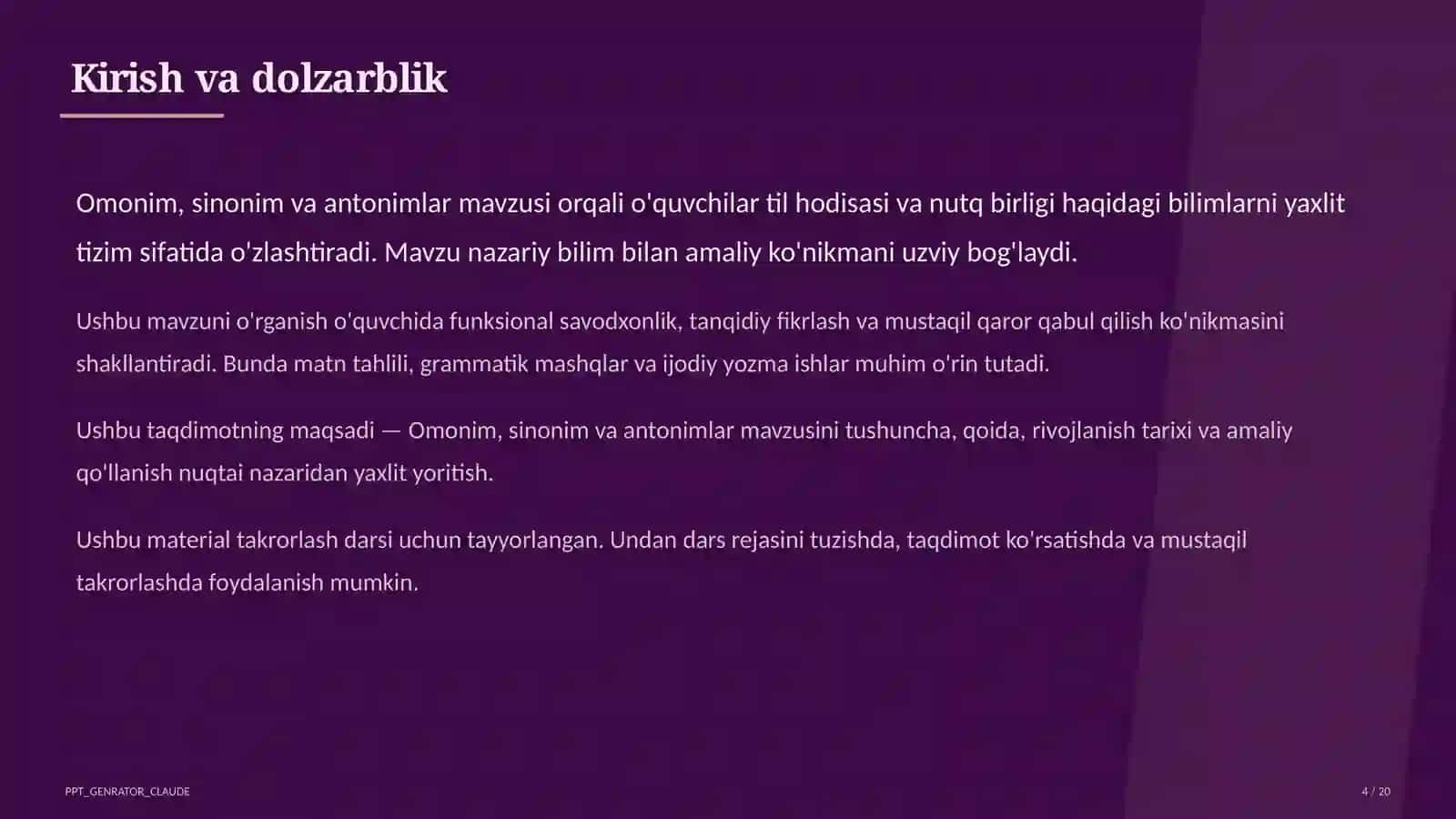 Omonim, sinonim va antonimlar (5-sinf) 4