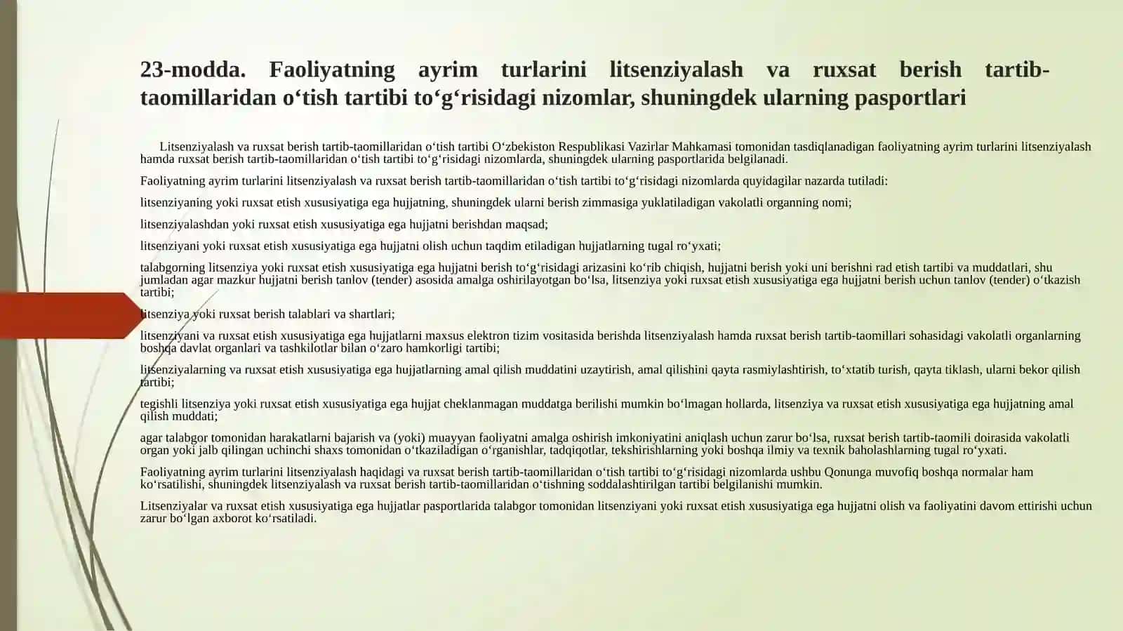 Litsenziyalashning va ruxsat berish tartib-taomillarining oʻziga xos xususiyatlari 4
