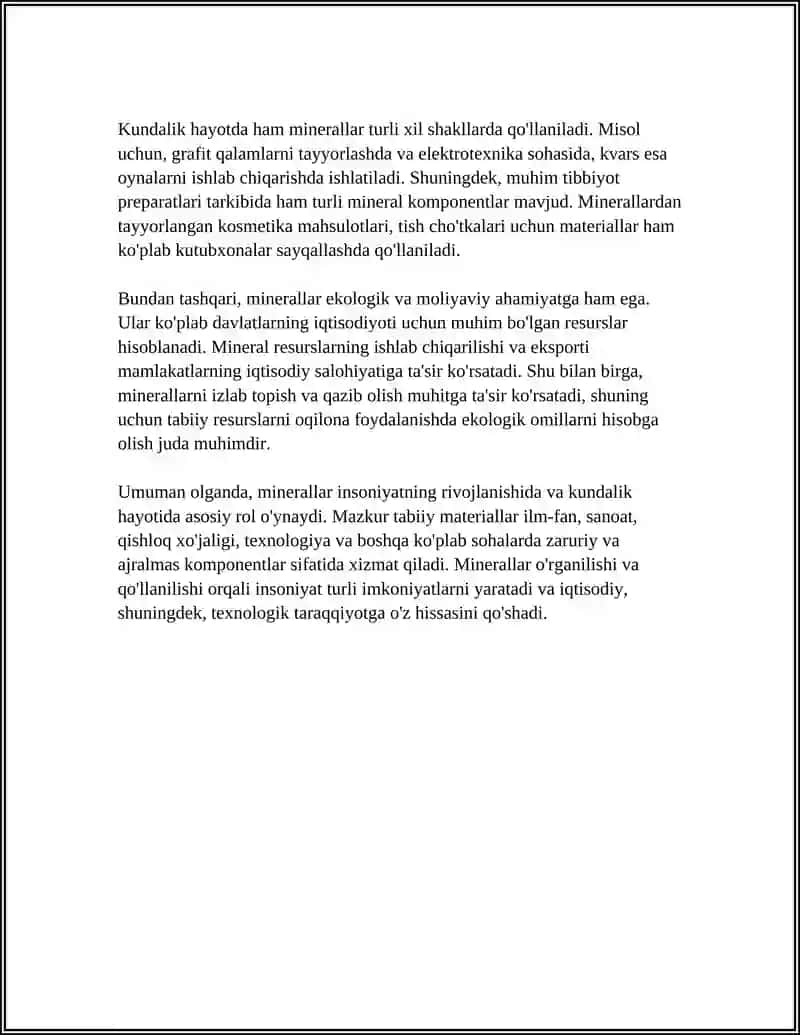 MINERALLAR HAQQINDA TÙSINIK 4