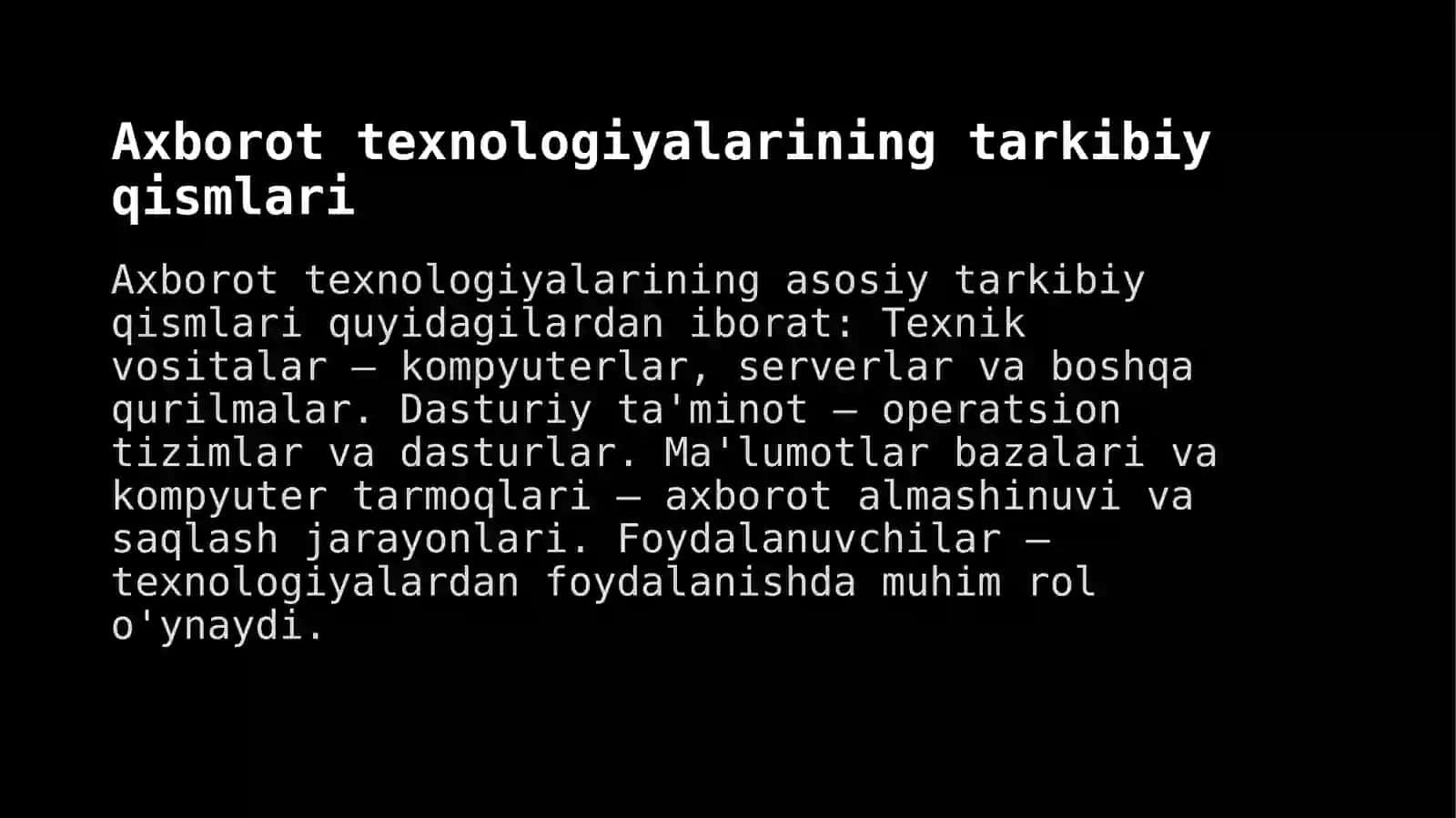 Axborot texnologiyalari asoslarni tahlil qilish 4