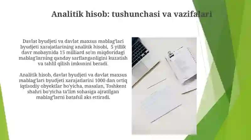 Davlat byudjeti va davlat maqsadli jamgʻarmalari budjeti harajatlarining analitik va sintetik hisobi 4