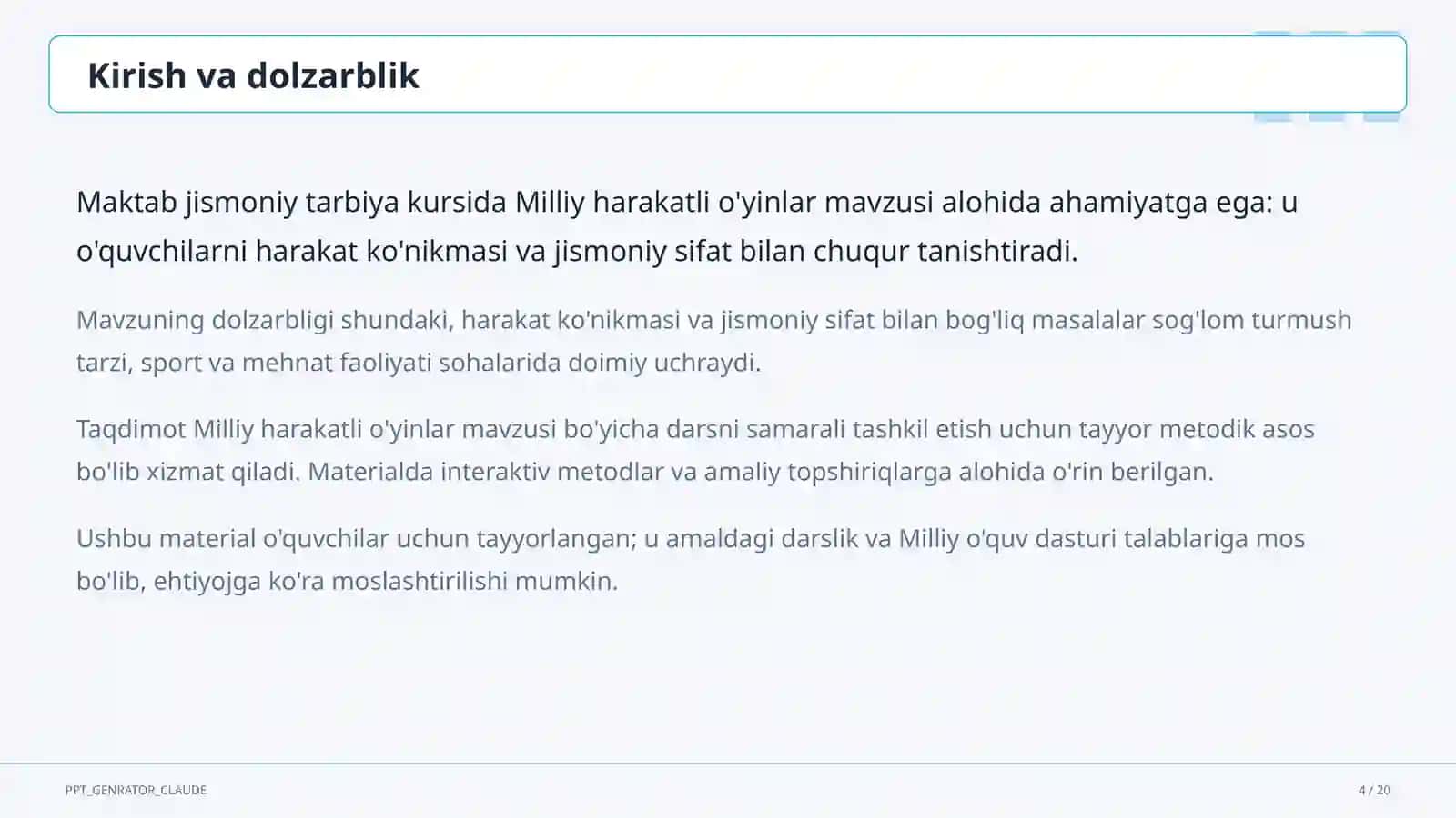 Milliy harakatli o'yinlar (4-sinf) 4