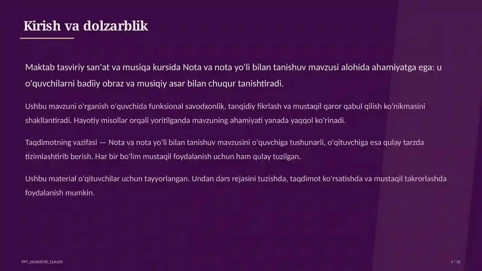 Tasviriy san'at va musiqa (1–7) — o'qituvchilar uchun 4
