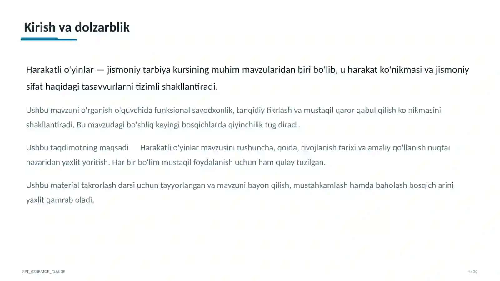 Harakatli o'yinlar (1-sinf) 4