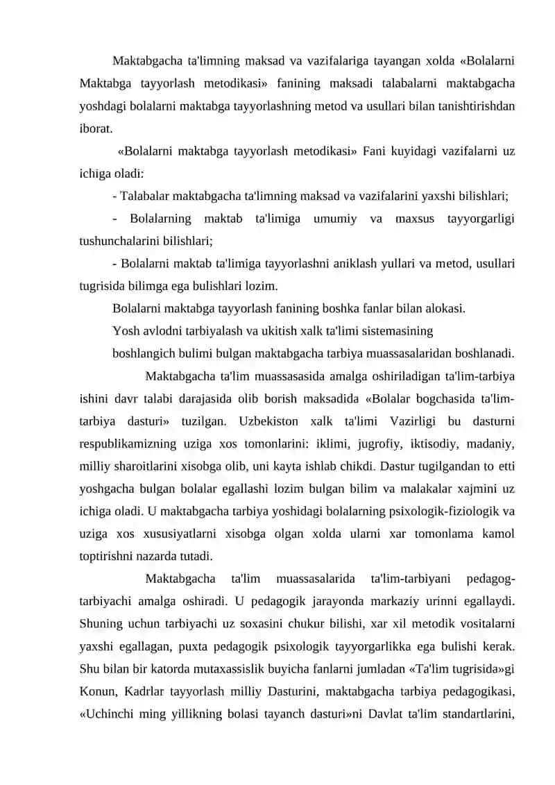 Bolalarni maktabga tayyorlash mеtodikasi fanining maqsad va vazifalari 4