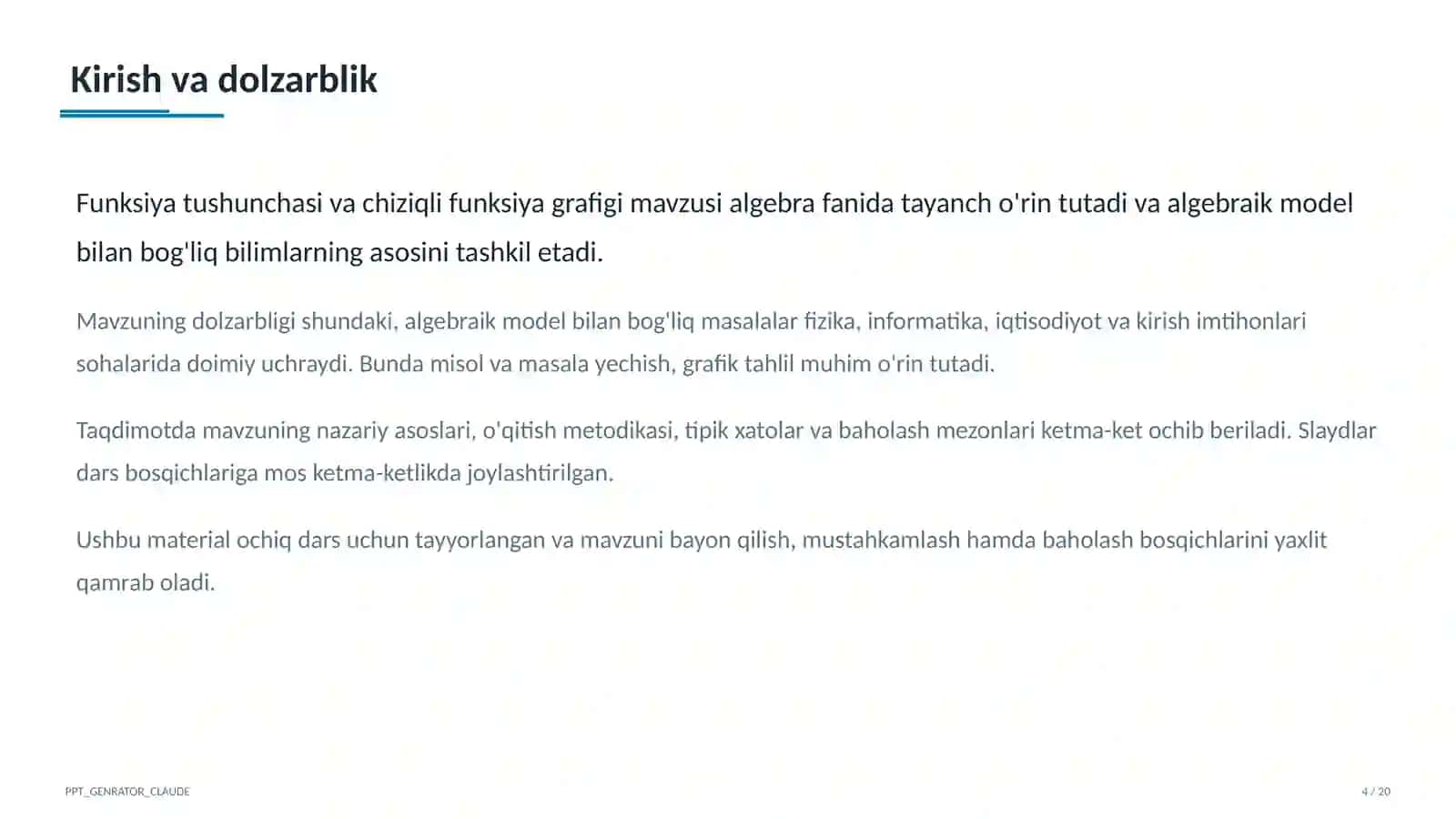 Funksiya tushunchasi va chiziqli funksiya grafigi (7-sinf) 4