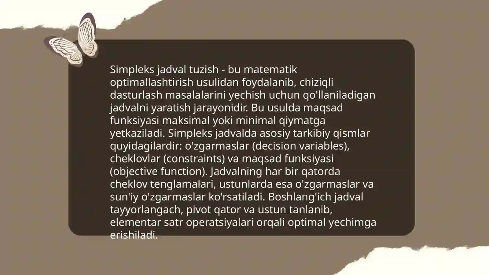 Modifitsirlangan simpleks usul 4