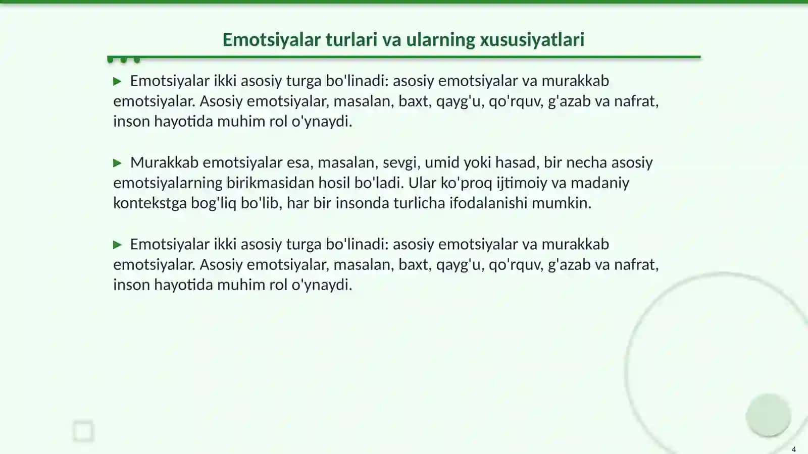 Emotsiya tushunchasi va turlari 4