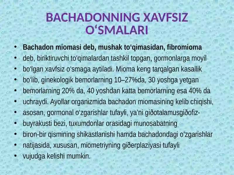 AYOLLAR JINSIY A'ZOLARIDA O'SMA OLDI VA O'SMA KASALLIKLARI 4