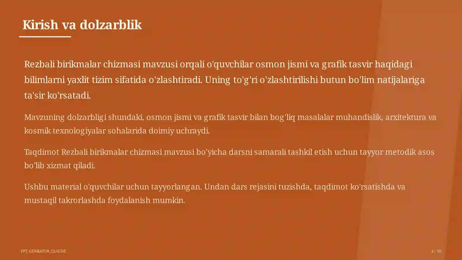 Rezbali birikmalar chizmasi (9-sinf) 4