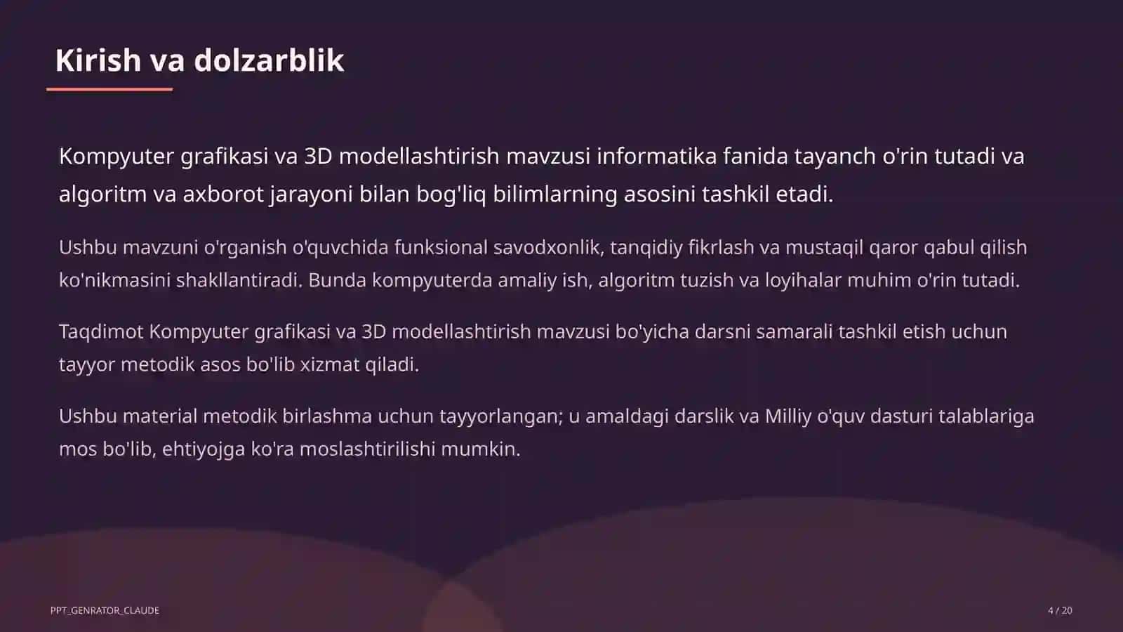 Informatika va axborot texnologiyalari (5–11) — metodik birlashma uchun 4