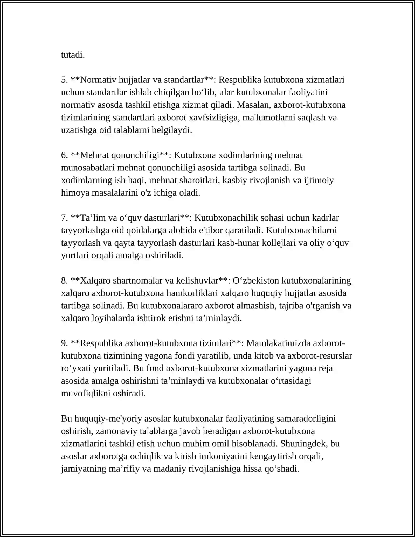 RESPUBLIKA AHOLISIGA KUTUBXONA XIZMATI KOʻRSATISHNING TASHKIL QILINISHI 4