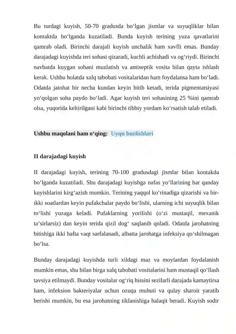 Kuyish - turlari, darajalari va birinchi yordam ko‘rsatish usullari 4