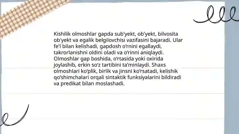 Olmoshlarning ma'no turlari 4