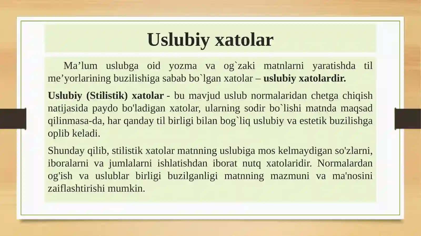 Uslubiy xatolar va ularni bartaraf etish yo`llari. OAV tili tahlili. 4