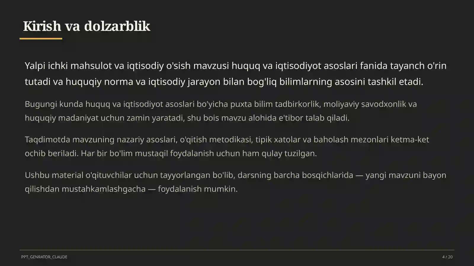 Huquq va iqtisodiyot asoslari (9– 11) — o'qituvchilar uchun 4