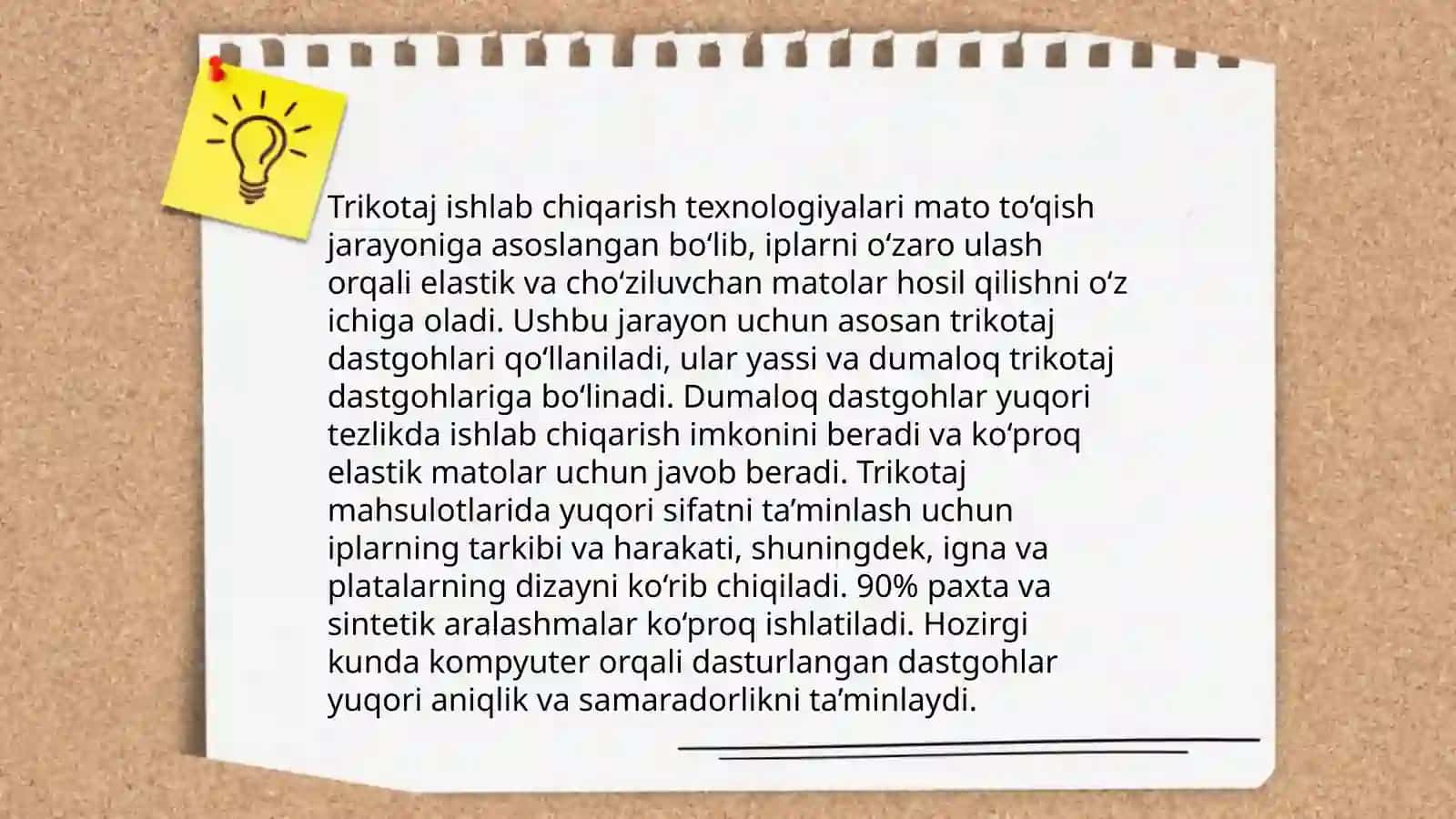 Sertifikatlash loyihalash Belgilangan mashinalar soniga asoslangan trikotaj ishlab chiqarish korxonasini va kichik korxonani loyihalash 4
