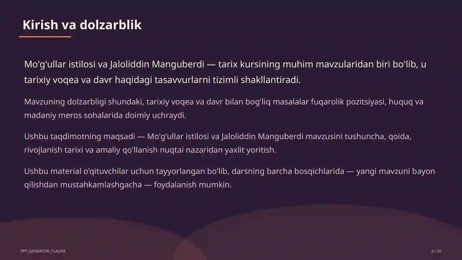 Mo'g'ullar istilosi va Jaloliddin Manguberdi (7-sinf) 4