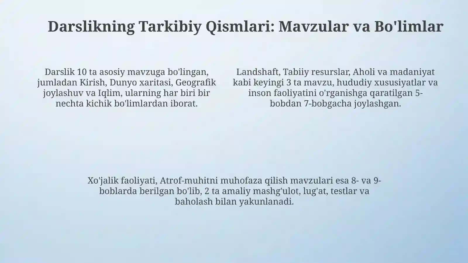 Geografiya fanining boshlang'ich kursi 4
