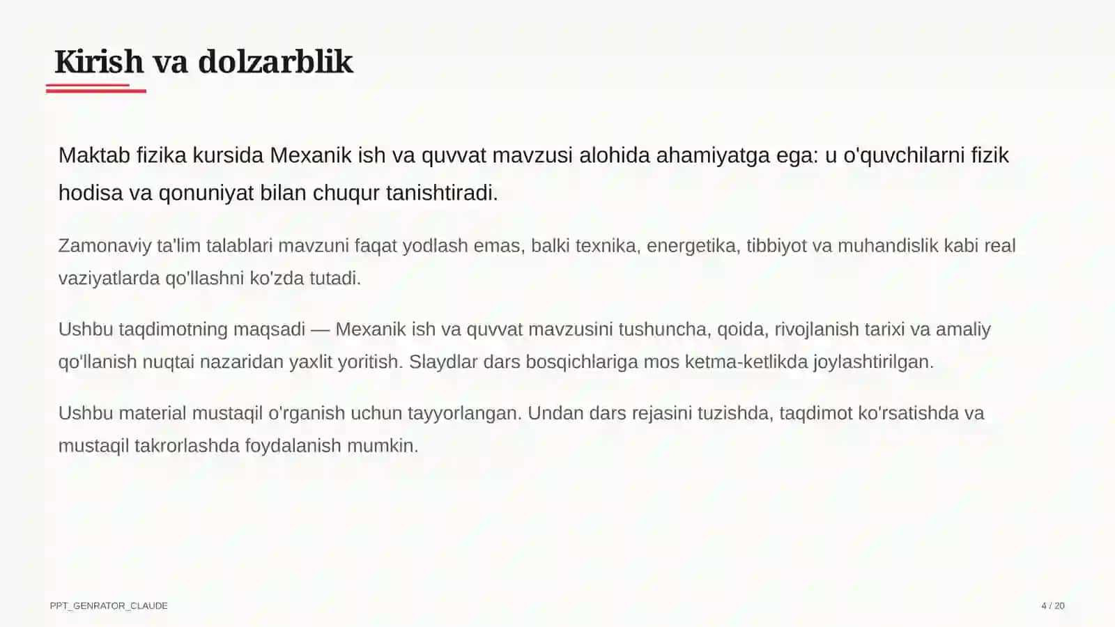 Mexanik ish va quvvat (7-sinf) 4