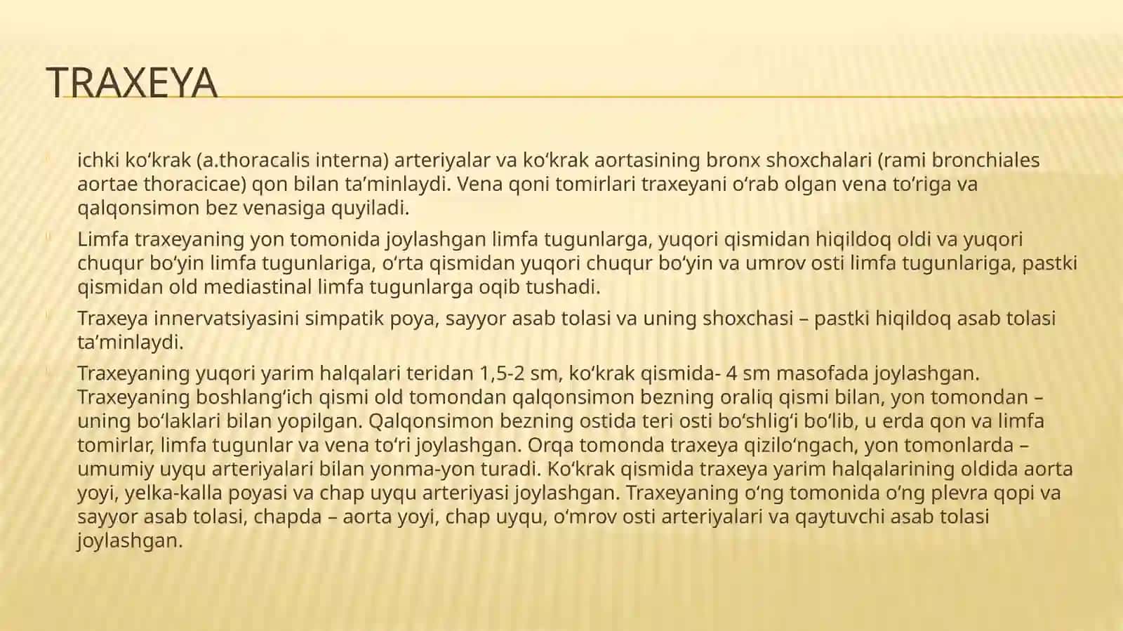 Traxeya,brox va o’pkaning anatomik-fiziologik xususiyatlari 4
