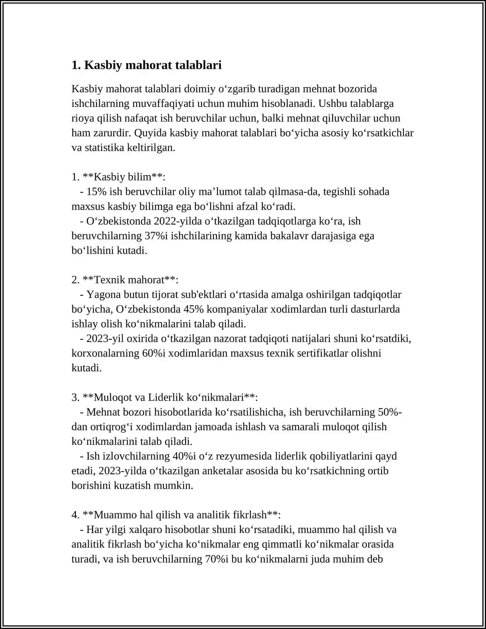 TURLI KASBLARNI INSONGA QO'YADIGAN TALABLARI 4
