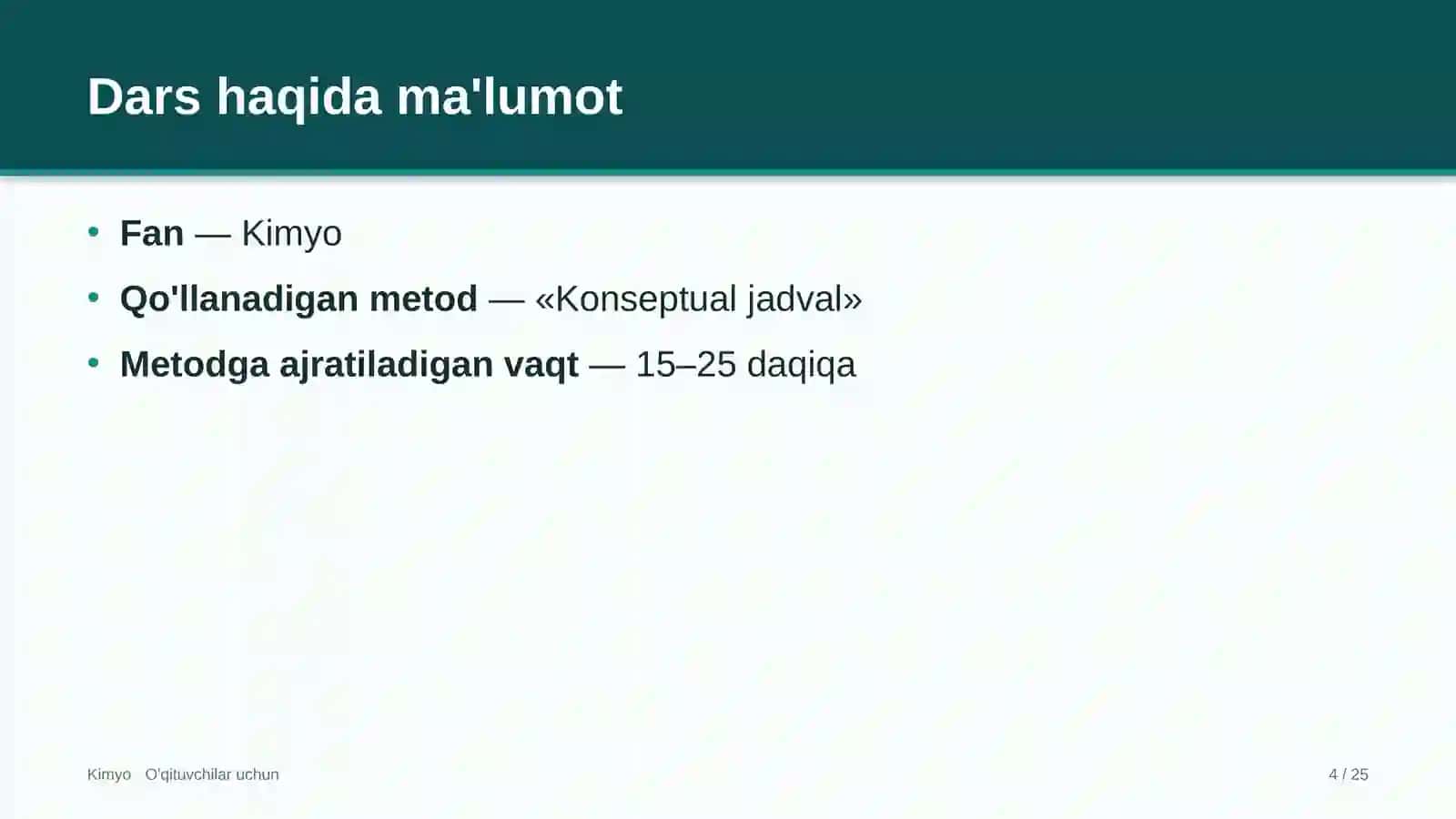 kimyo darslarida konseptual jadval metodidan foydalanish 4776 4