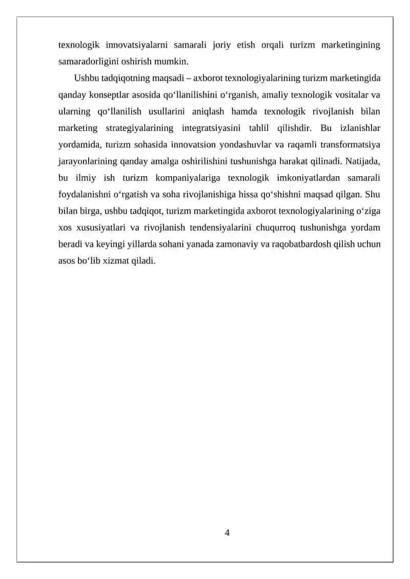 TURIZM MARKETINGIDA AXBOROT TEXNALOGIYALARIDAN FOYDALANISH TAJRIBASINI O'RGANISH 4