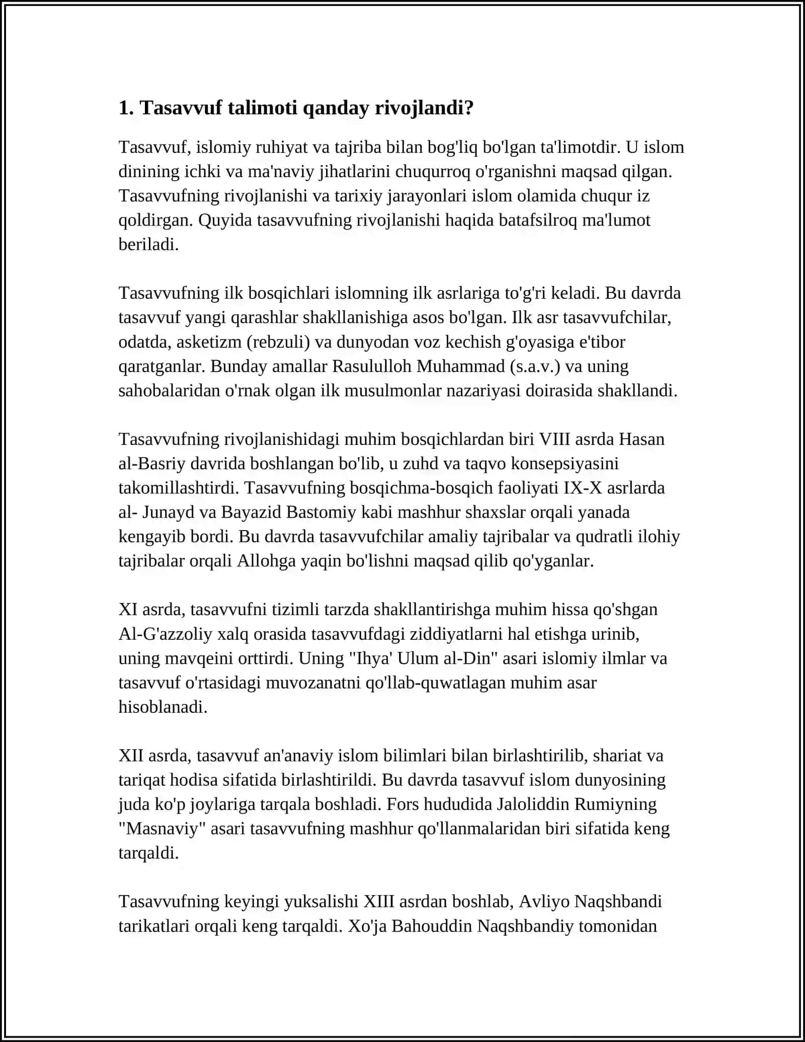 TASAVVUF TALIMOTIDA QURONDAGI NAFS TARBIYASI ZUHD VA VA ZOHIDLIKKA OID G’OYALARNING RIVOJLANISHI 4