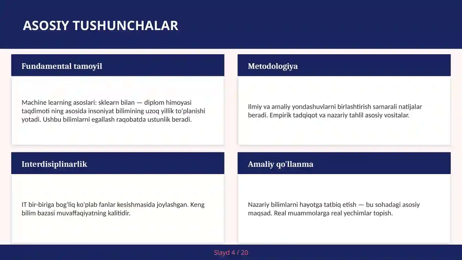 Machine learning asoslari: sklearn bilan — diplom himoyasi taqdimoti 4