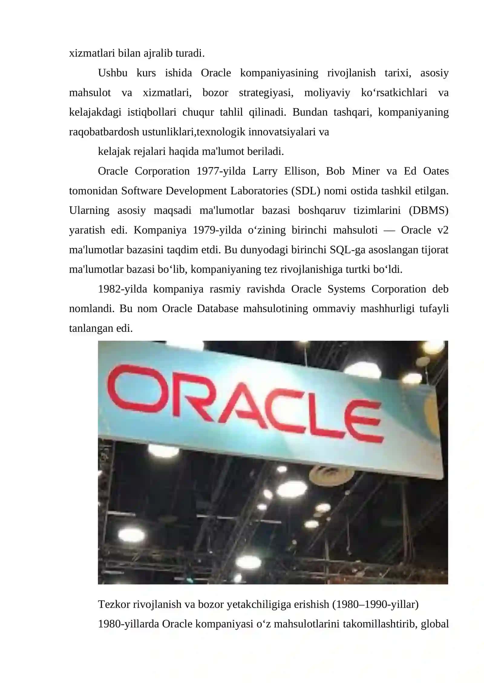 ORACLE KOMPANIYASI 4