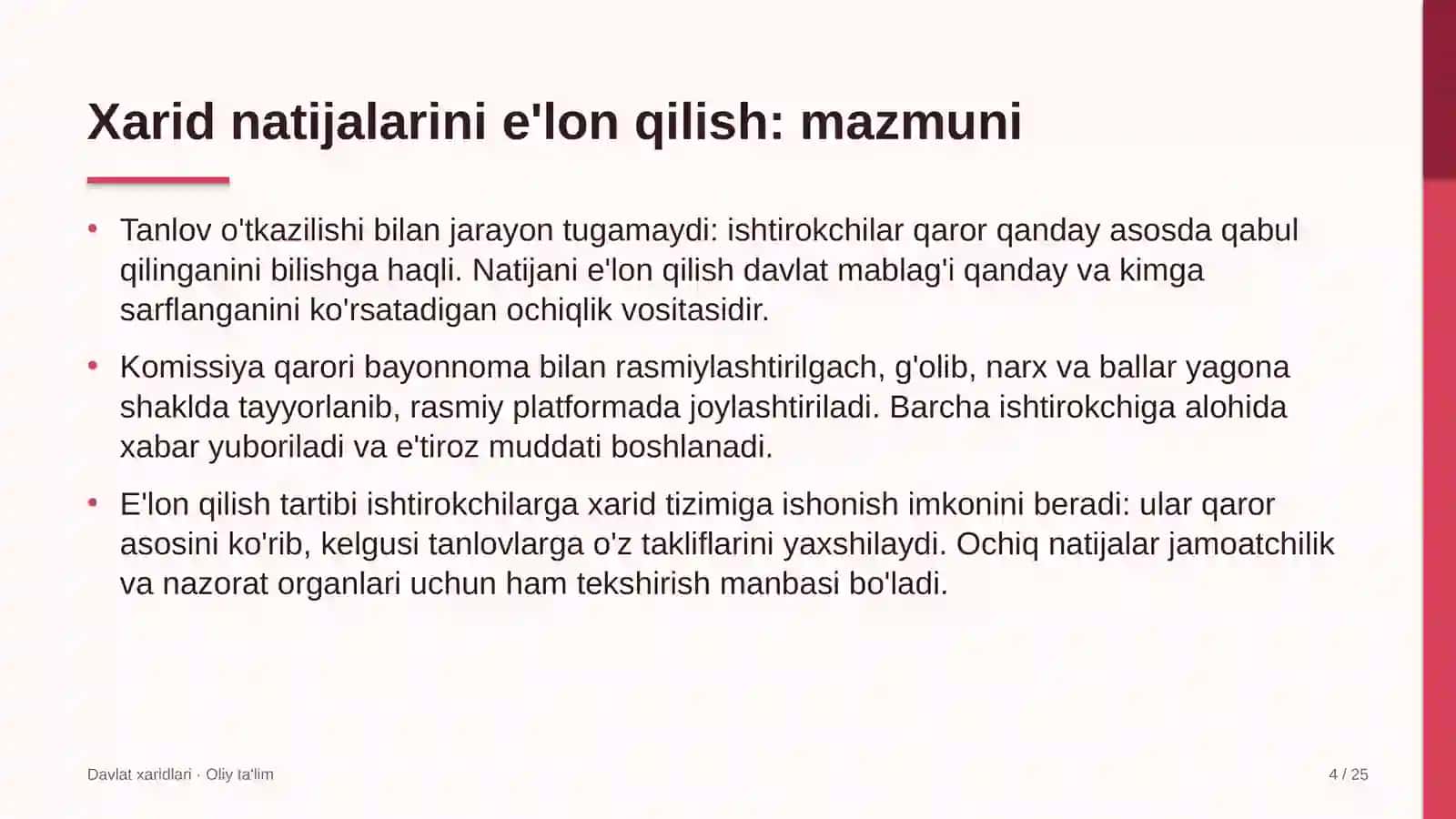 elektr transportida xarid natijalarini e'lon qilish 4631 4