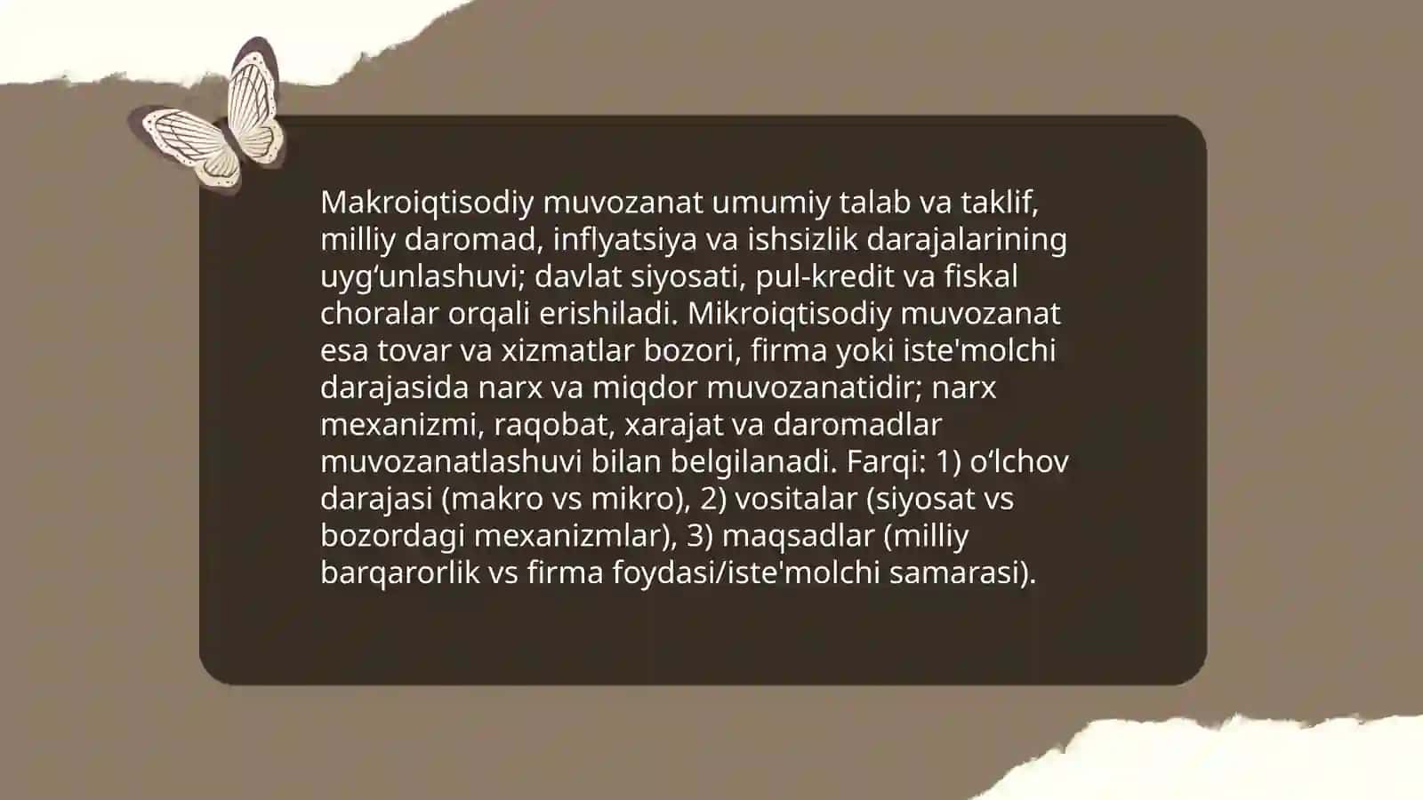 IQTISODIY MUVOZANAT, UNI TA’MINLASH SHART-SHAROITLARI VA ANIQLASH USULLARI 4