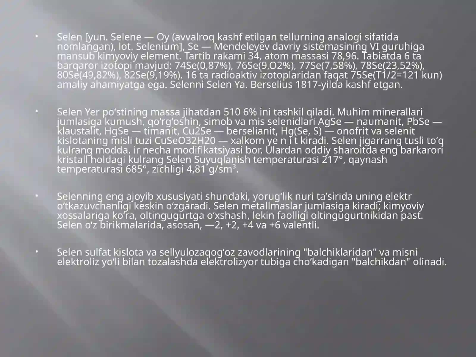 Sul’fid-tellurit kislotalarning xossalari 4