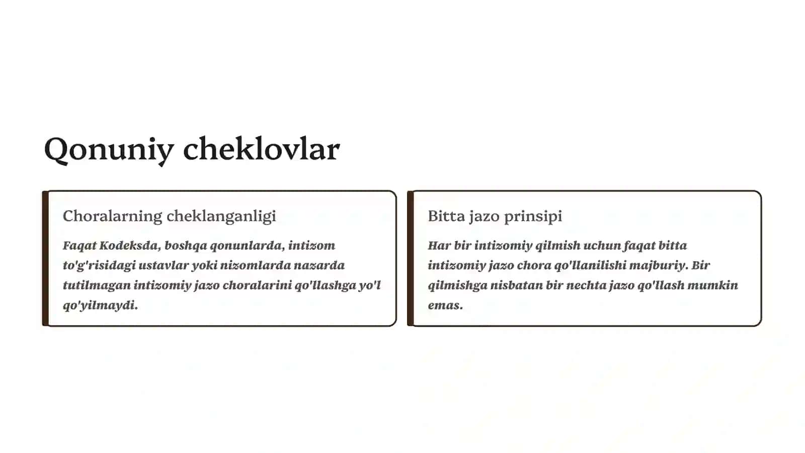 Intizomiy jazo choralari 4