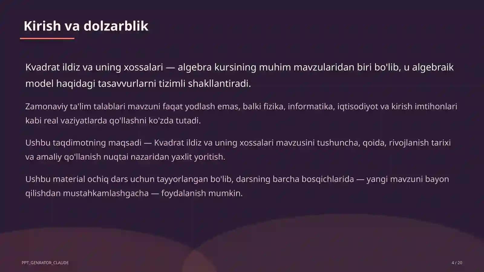 Kvadrat ildiz va uning xossalari (8-sinf) 4