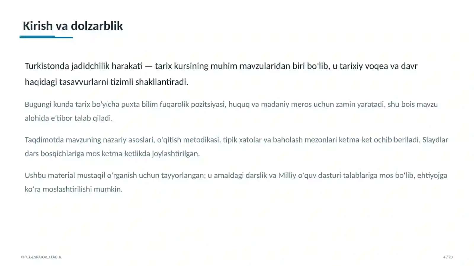 Turkistonda jadidchilik harakati (9-sinf) 4