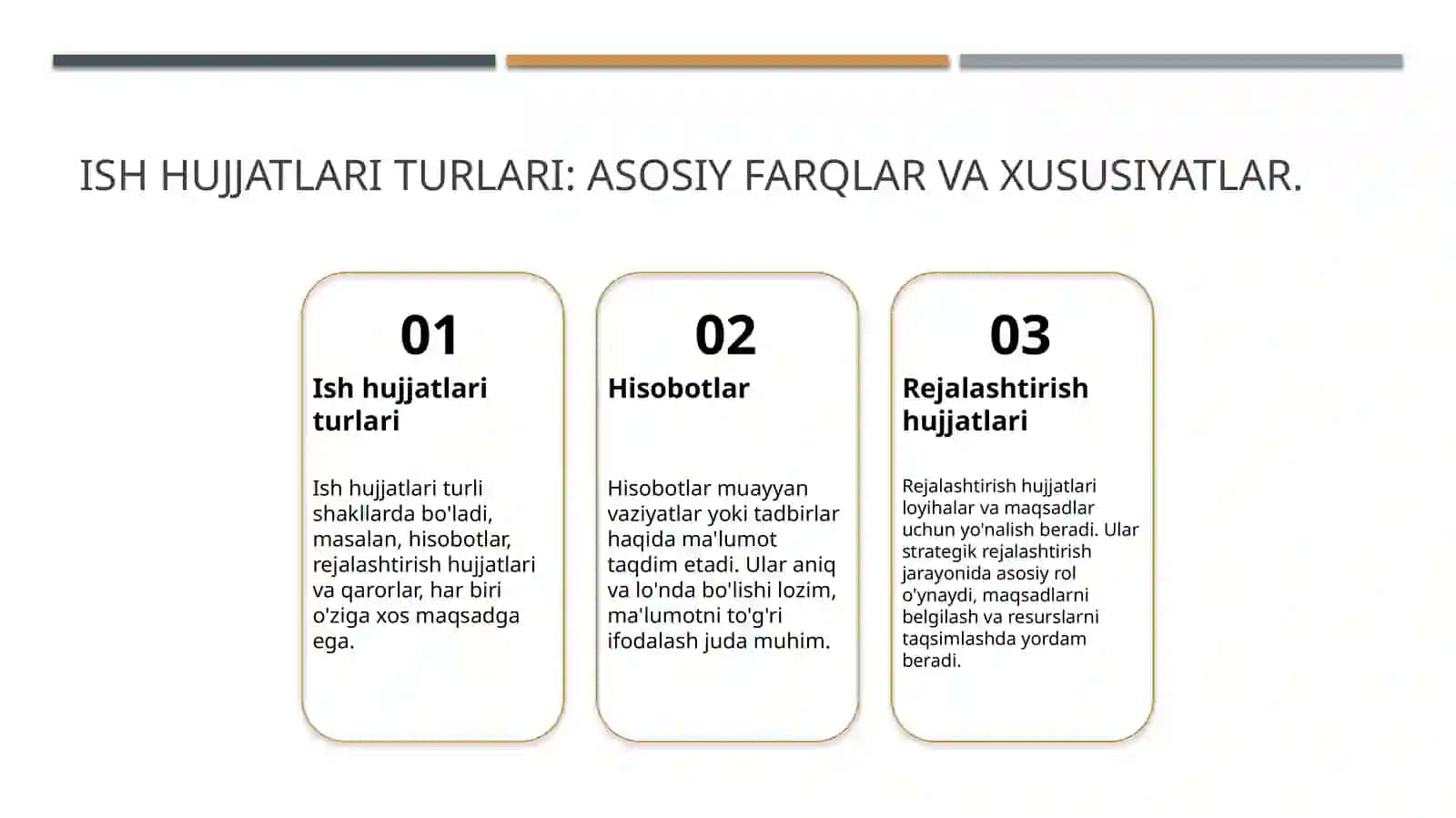 Ish hujjatlari va ularga qoʻyilgan asosiy talablar 4