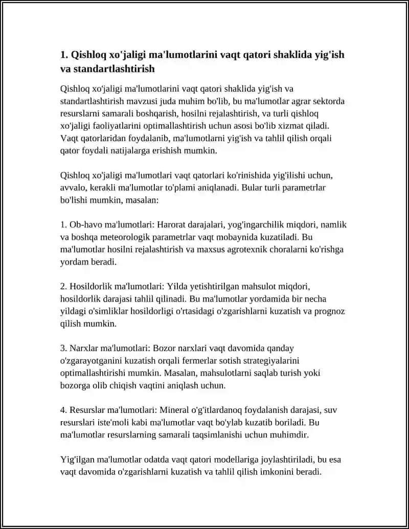 QISHLOQ XOJALIGI JARAYONLARINI DINAMIK QATOR SIFATIDA STATISTIK TAHLIL QILISH VA ULARNI HOSILDORLIKLARINI BASHORAT QILSH 4