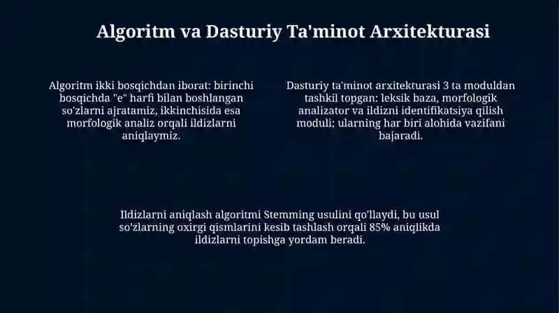 Oʻzbek tilida “E” harfi bilan boshlanuvchi oʻzak soʻzlarni aniqlovchi dastur 4