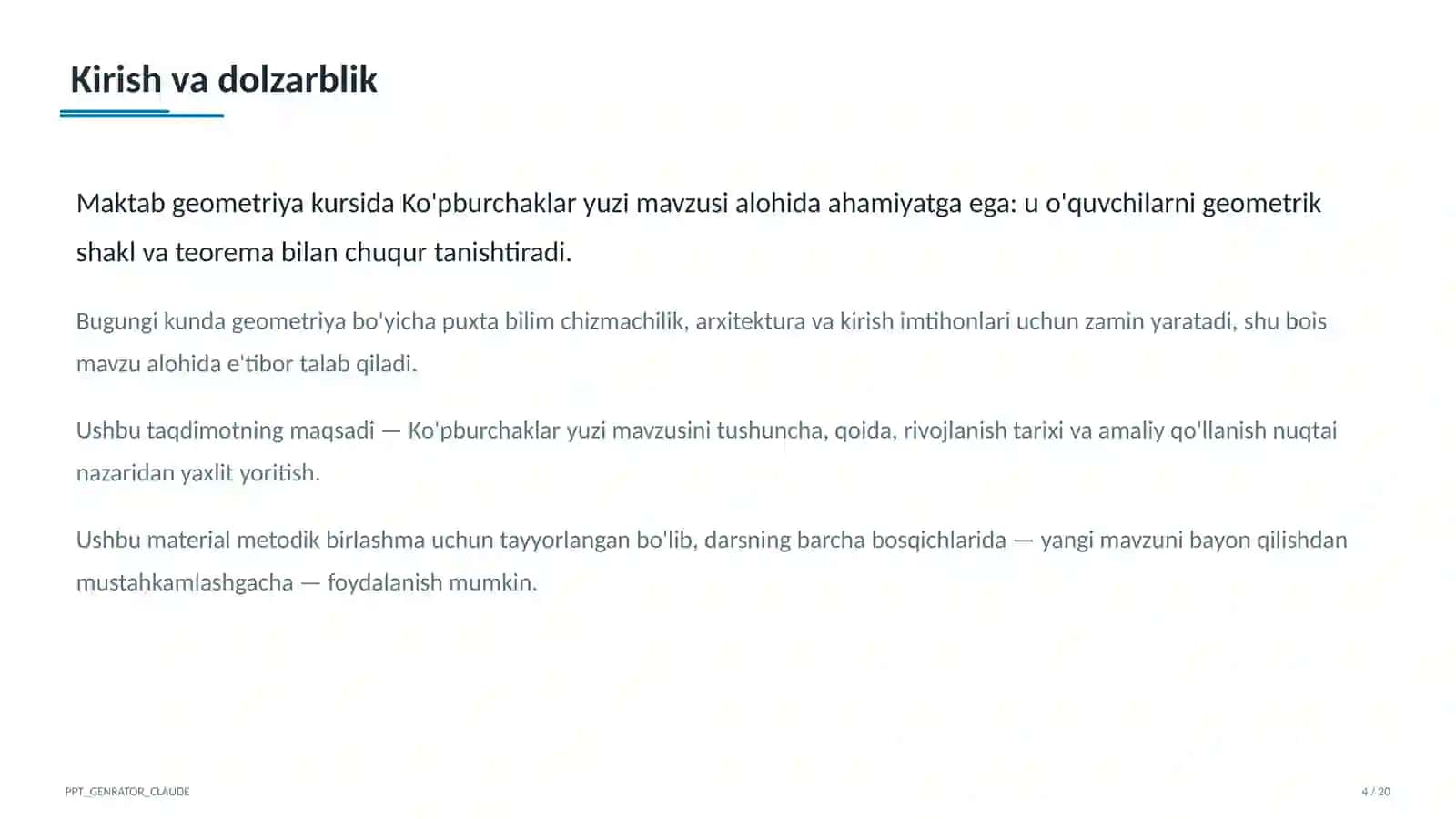 Geometriya (7–11) — metodik birlashma uchun 4