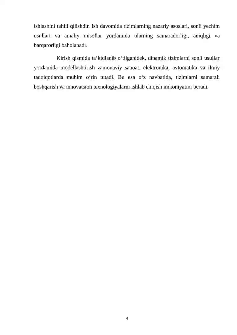 Dinamik sistemalarni modellashtirish uchun differensial tenglamalarni sonli yechish usullari 4